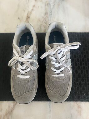 New Balance Gray Suede & Mesh Athletic Sneakers